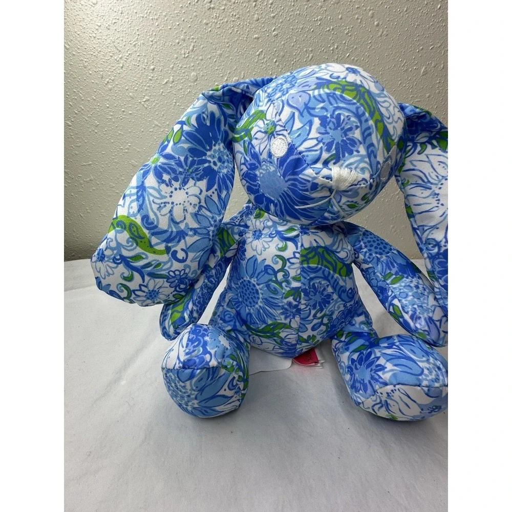 Lilly Pulitzer Frenchie Blue Suns Out Bunny Rabbit Plush Stuffed Animal Cotton